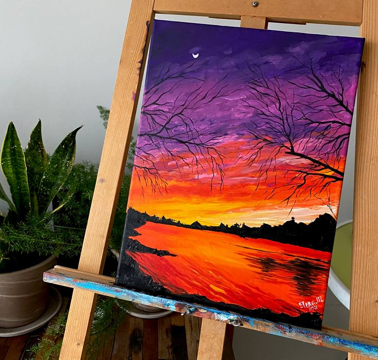 Original Expressionism Landscape Painting by Elena Malets