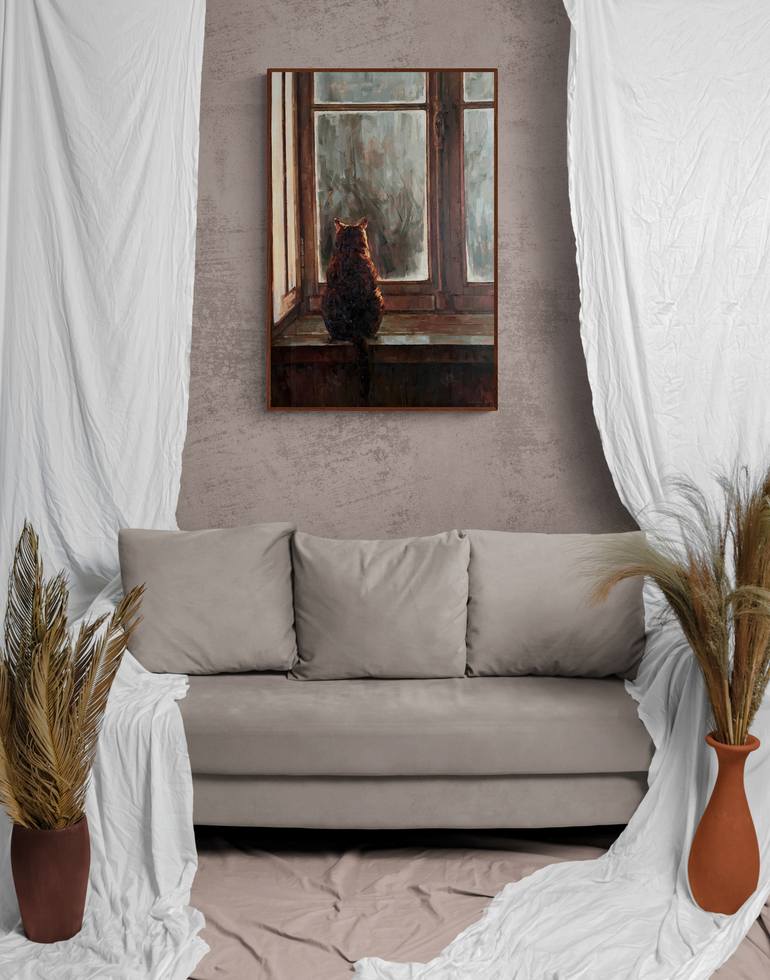 Original Figurative Cats Painting by Alena Shaburdina