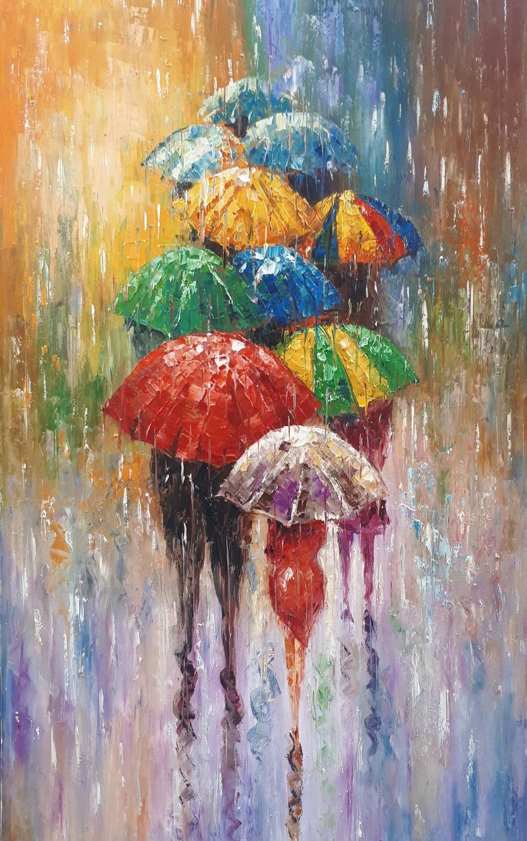 Umbrellas In The Rain Art Umbrellas In The Rain Art