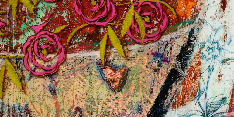Original Abstract Expressionism Floral Mixed Media by Mary Ness