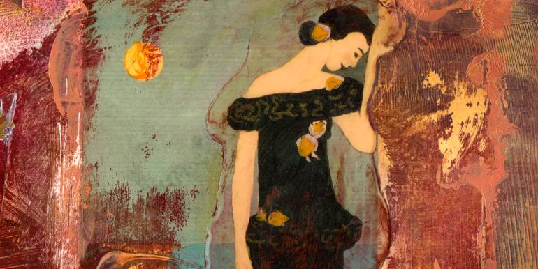 Original Art Nouveau Women Mixed Media by Mary Ness