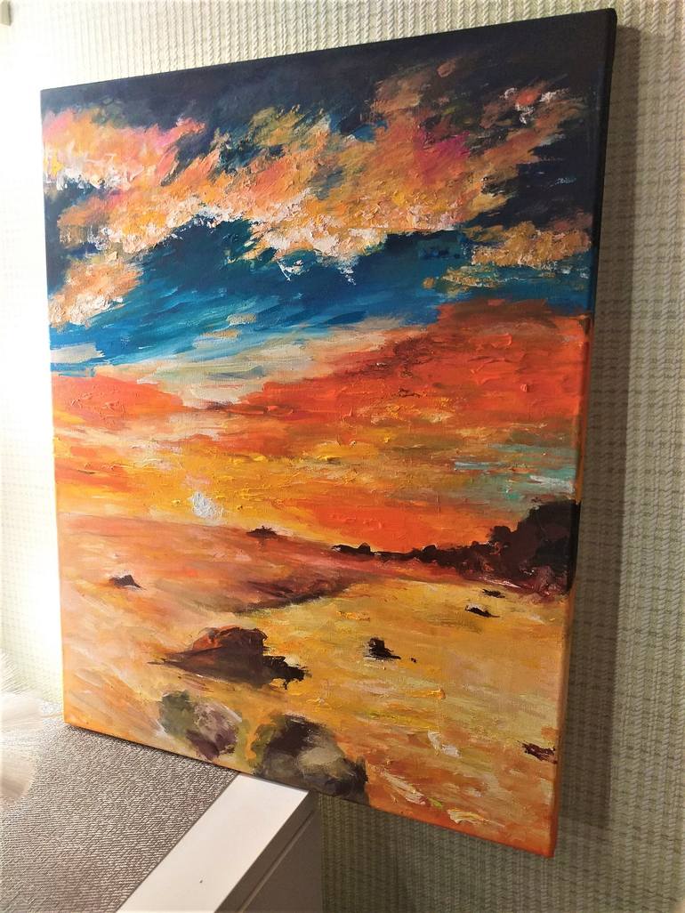 Original Impressionism Beach Painting by Adelina Slabko