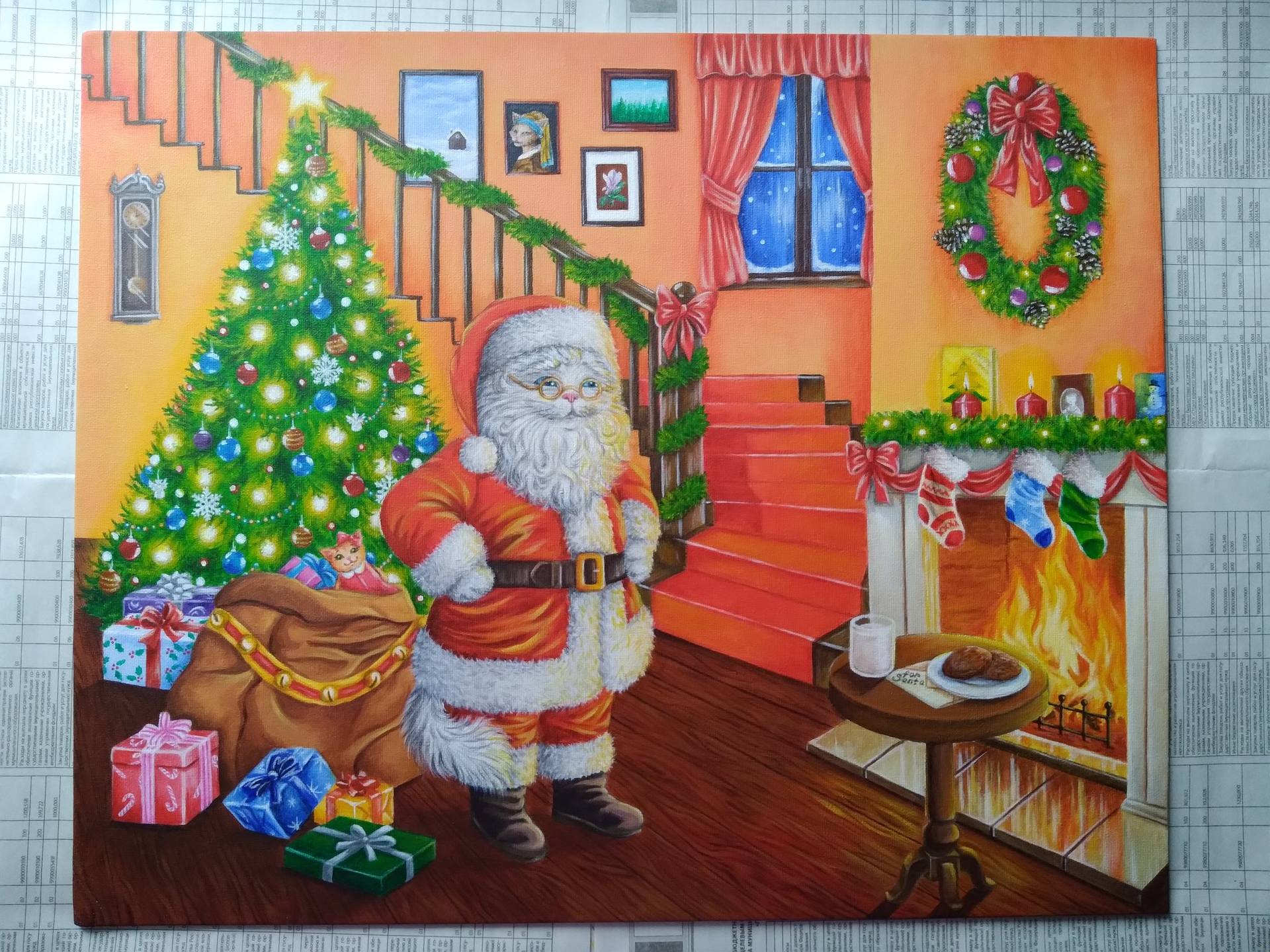 Christmas Special Gifts Home Wall Decor Santa Oil painting Printed on canvas II