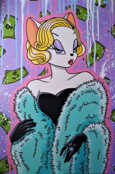CELEBRITY - Original Acrylic Painting, Street-Art Painting, Pop-Art, Modern Artwork, Girls Romm Decor, Purple thumb