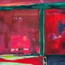 This is an expressive work.

Layers are introduced in stages and the direction of the painting is informed and influenced by each previous mark and colour. They are suggestive in possibilities and provide some insight into the sensation experienced while creating the works.