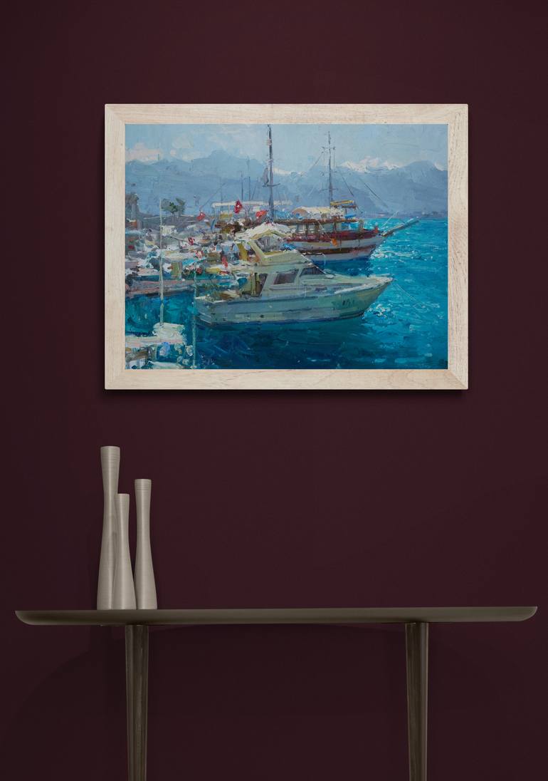 Original Impressionism Boat Painting by Taalay Musurmankulov