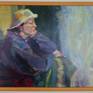 The painting is inspired by an interesting art model in an interesting studio setting.