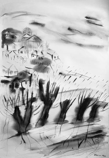 Original Abstract Expressionism Landscape Painting by Gurduza Ana