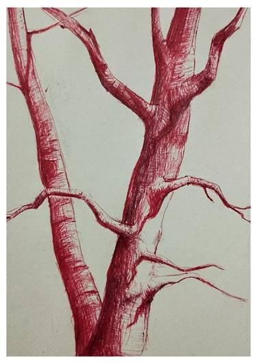 Original Abstract Expressionism Landscape Drawing by Fareeha Waseh