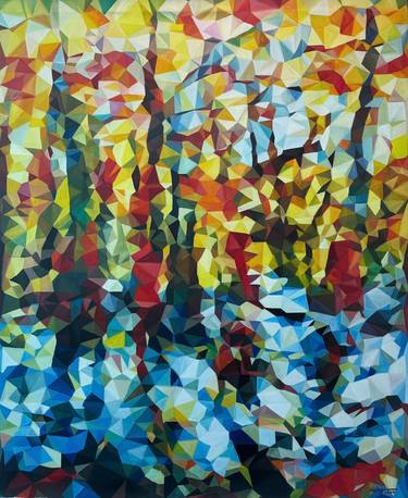 Original Art Deco Abstract Painting by Thuy Nguyen