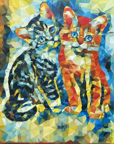 Original Cubism Animal Paintings by Thuy Nguyen