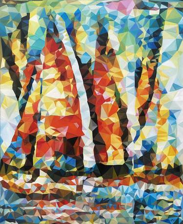 Print of Cubism Landscape Paintings by Thuy Nguyen