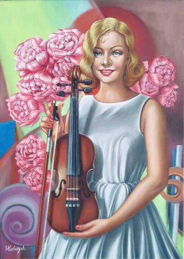 Giovane donna con violino thumb