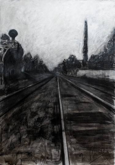 Original Black & White Landscape Painting by Noelia Ponce