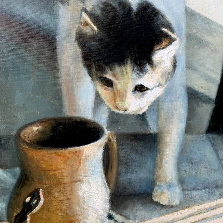 Original Realism Cats Painting by GEUNYOUNG KIM