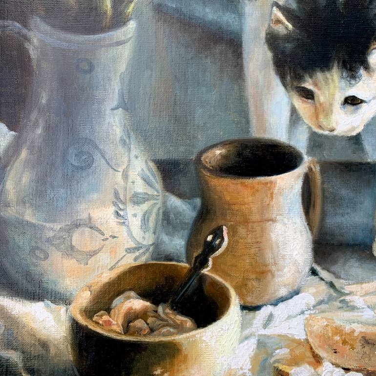 Original Realism Cats Painting by GEUNYOUNG KIM