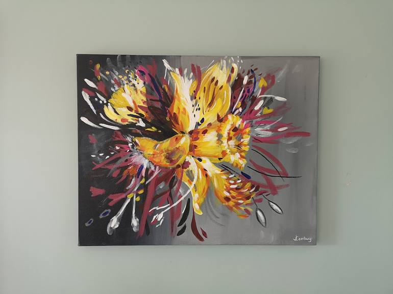 Original Abstract Expressionism Floral Painting by Judy Century