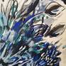 Close up of 'Blue Cornflower Burst' painting by Judy Century