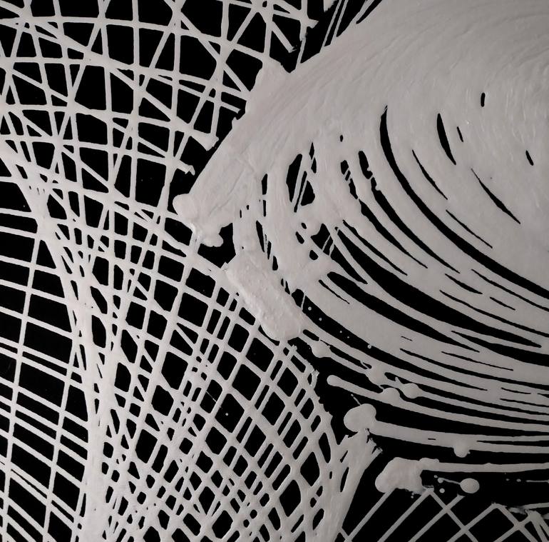 Original Black & White Abstract Painting by Luis Enrique Feichtenslager