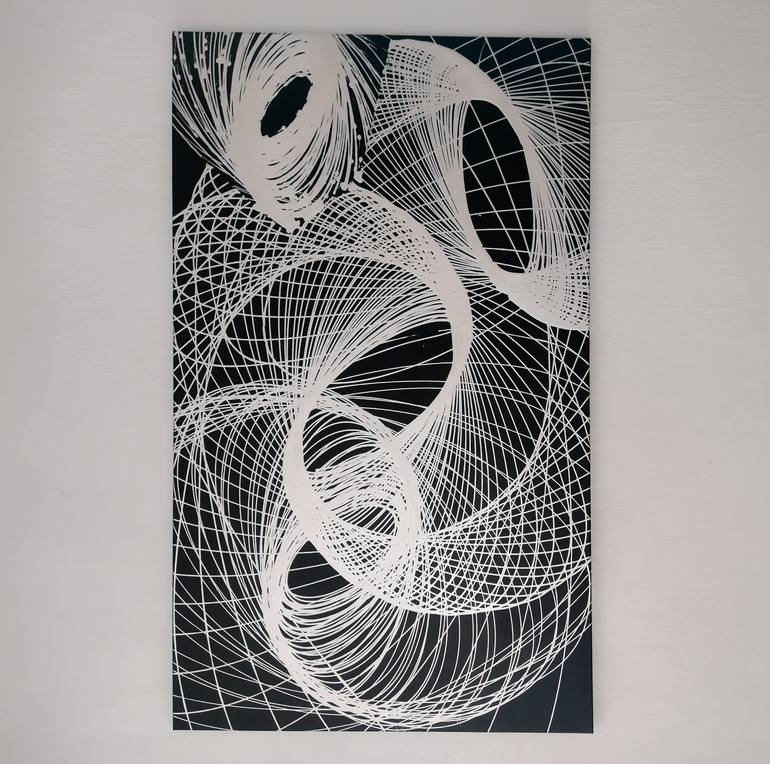 Original Black & White Abstract Painting by Luis Enrique Feichtenslager