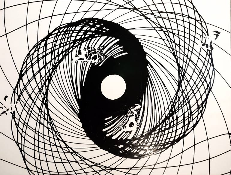 Original Black & White Abstract Painting by Luis Enrique Feichtenslager