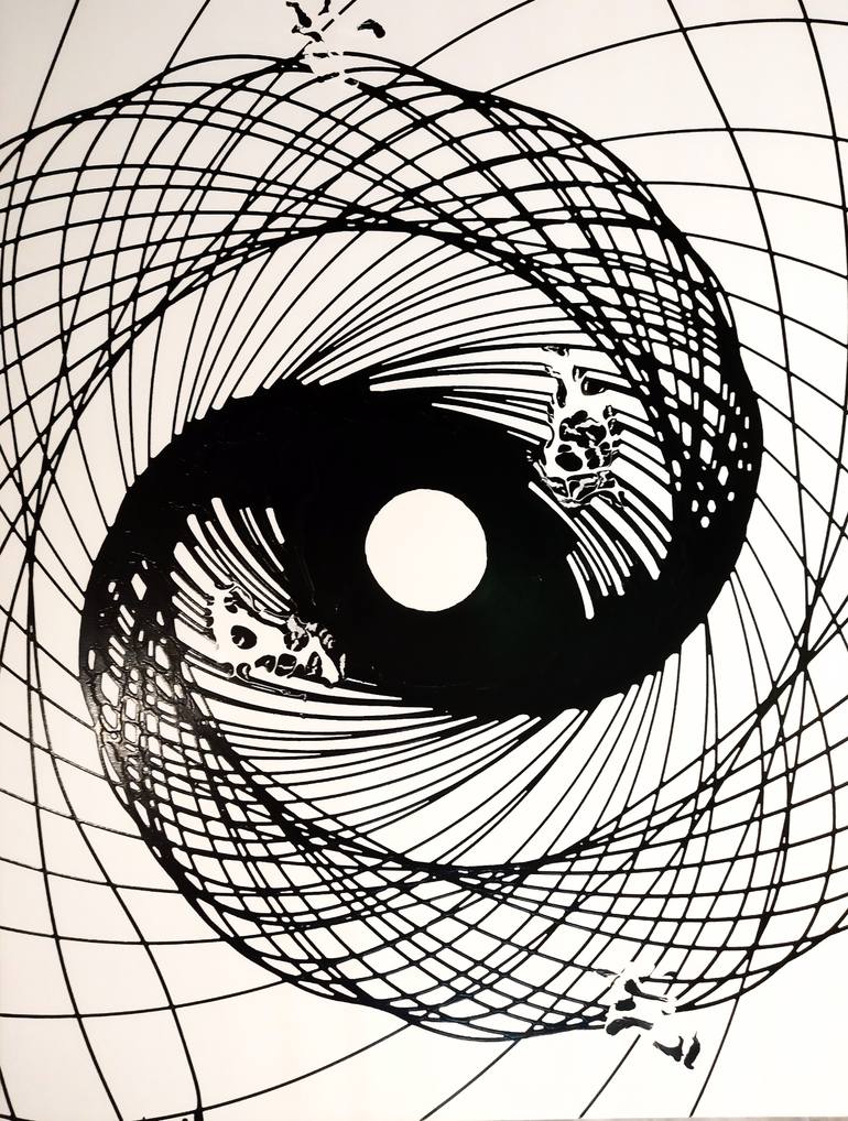 Original Black & White Abstract Painting by Luis Enrique Feichtenslager