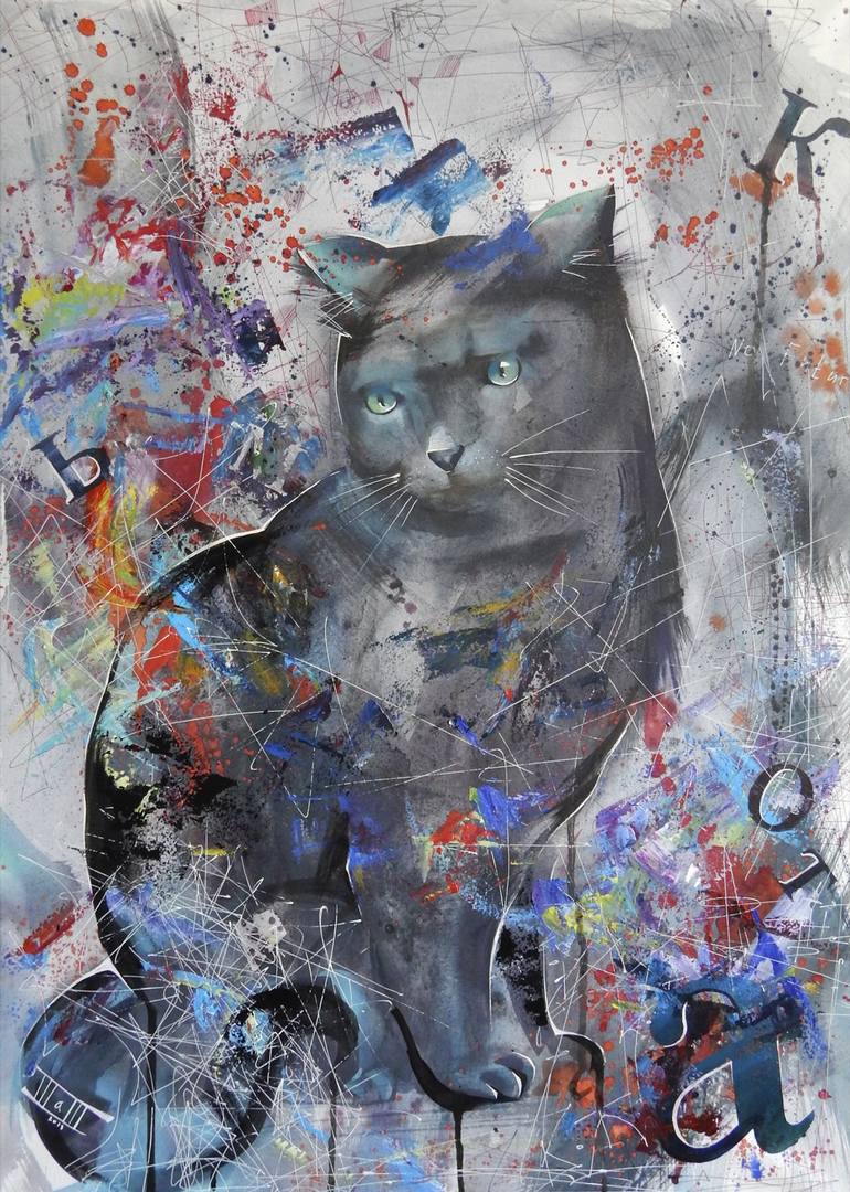 street cat Painting by Natalia Klimenko | Saatchi Art