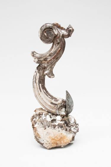 Sculptural 18th Century Italian Silver Scroll Artifact with Silver Leaf Shells & Mica thumb