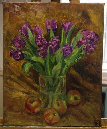 Oil painting on canvas "The Tulips" (2020), Vase, Still-Life thumb