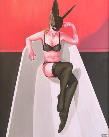 Original Art Deco Erotic Painting by J Joint