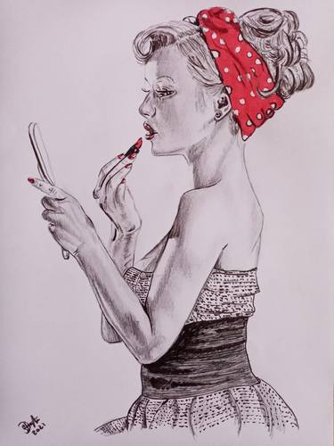 Original Women Drawing by Suzanne Dighton
