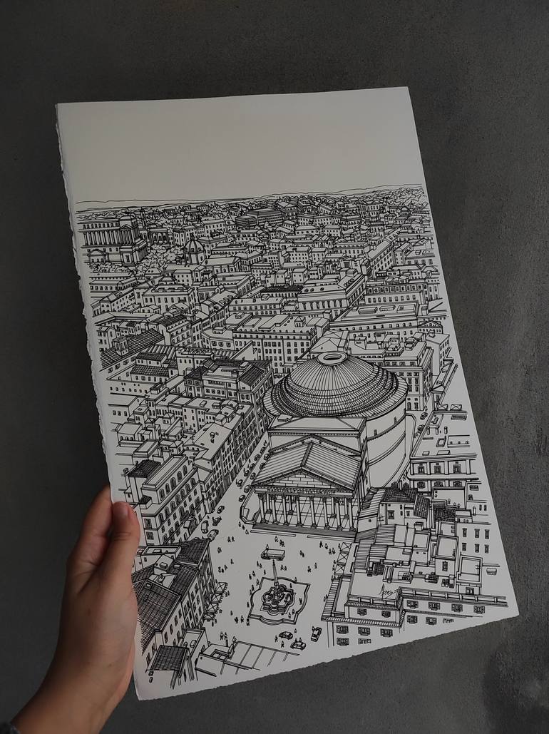 Original Illustration Architecture Drawing by Lera Ryazanceva