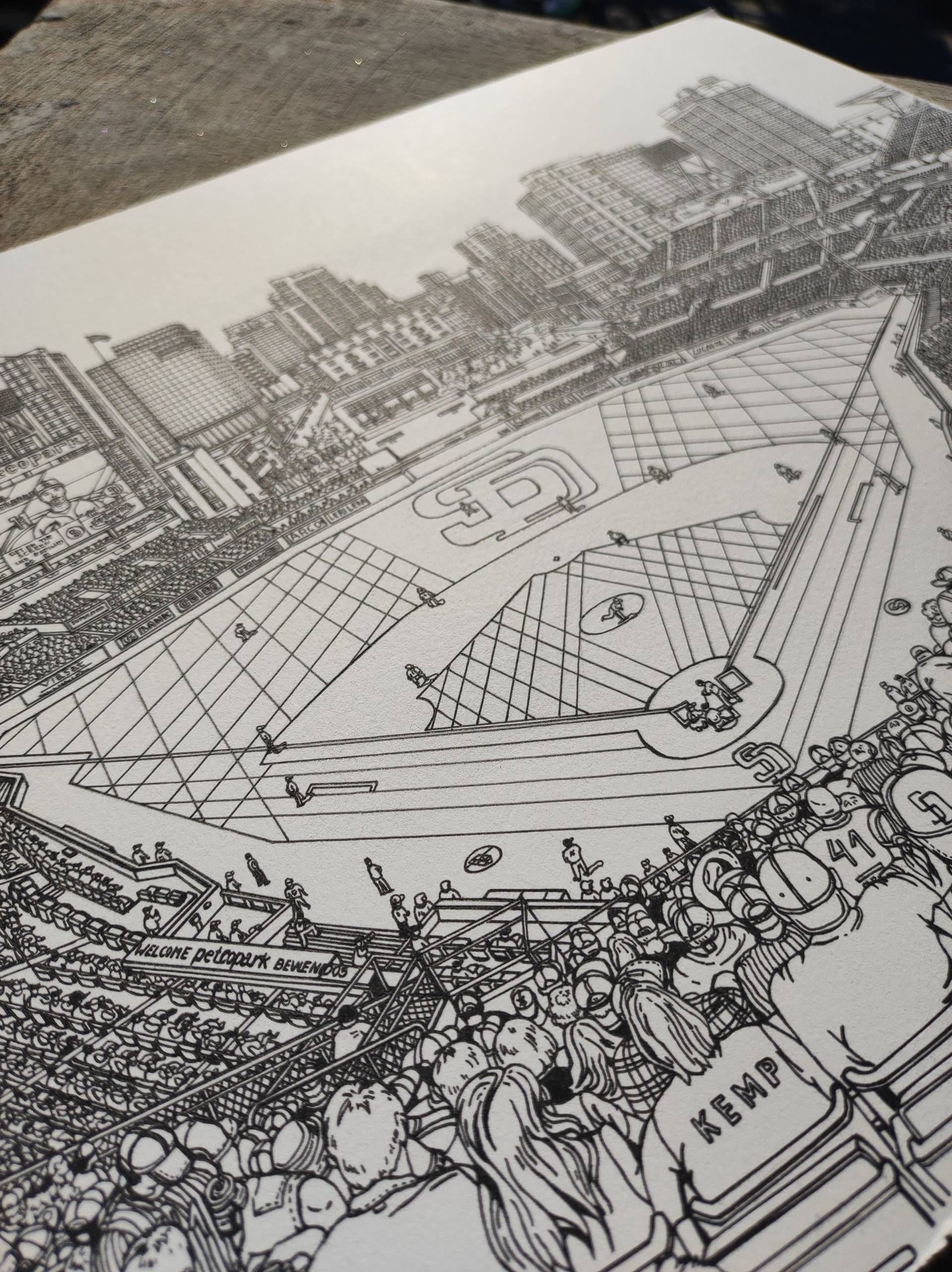 Yankee Stadium Ink Sketch Limited Edition Fine Art Print