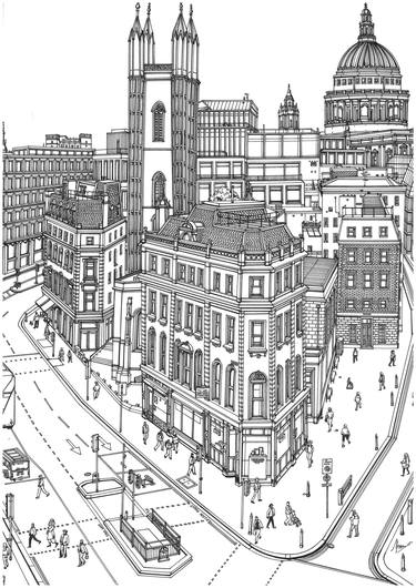Original Illustration Architecture Drawings by Lera Ryazanceva