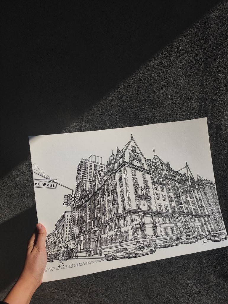 Original Illustration Architecture Drawing by Lera Ryazanceva