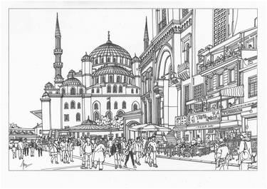 Original Black & White Architecture Drawing by Lera Ryazanceva