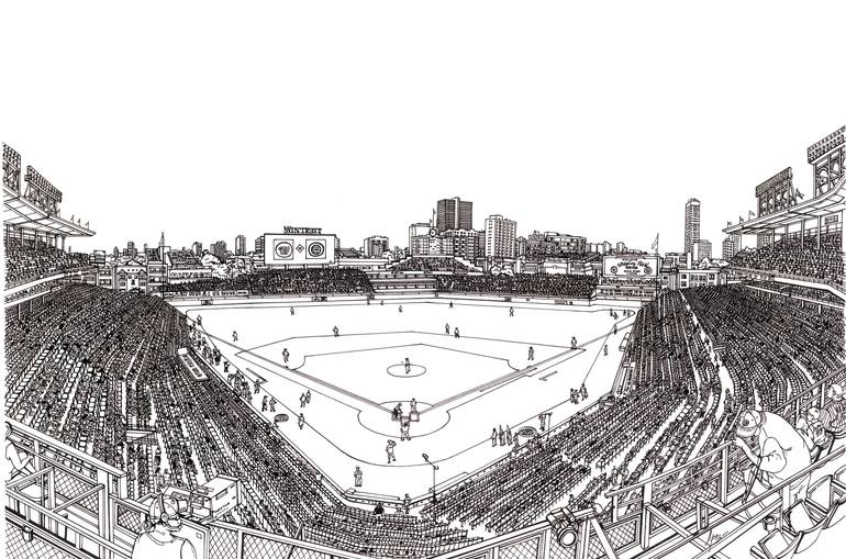 San Diego Padres Stadium, Drawing by Lera Ryazanceva