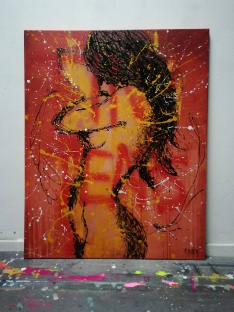 Original Expressionism Nude Painting by femke kock