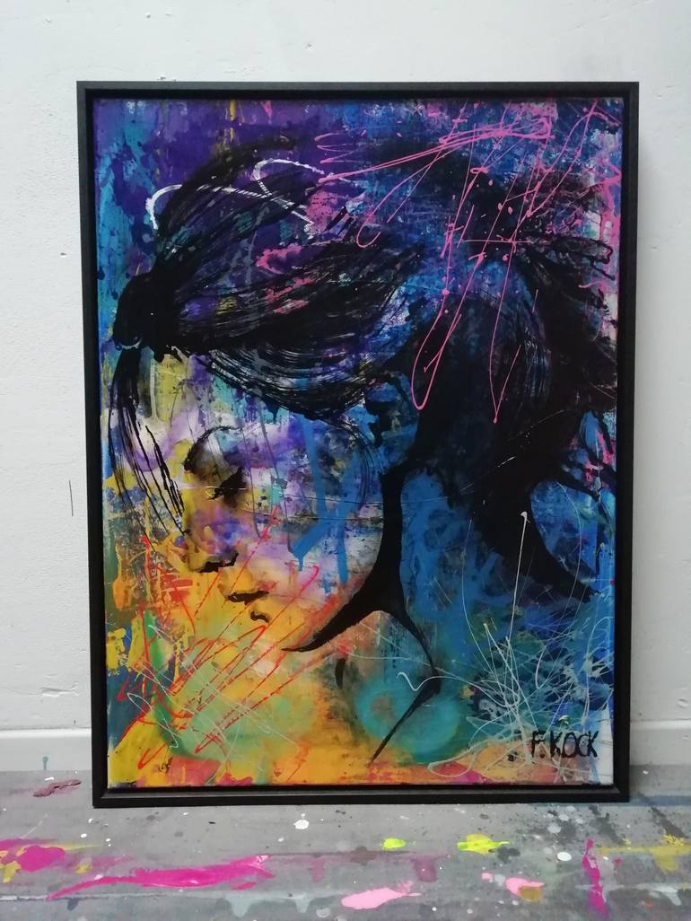 Original Abstract Portrait Painting by femke kock