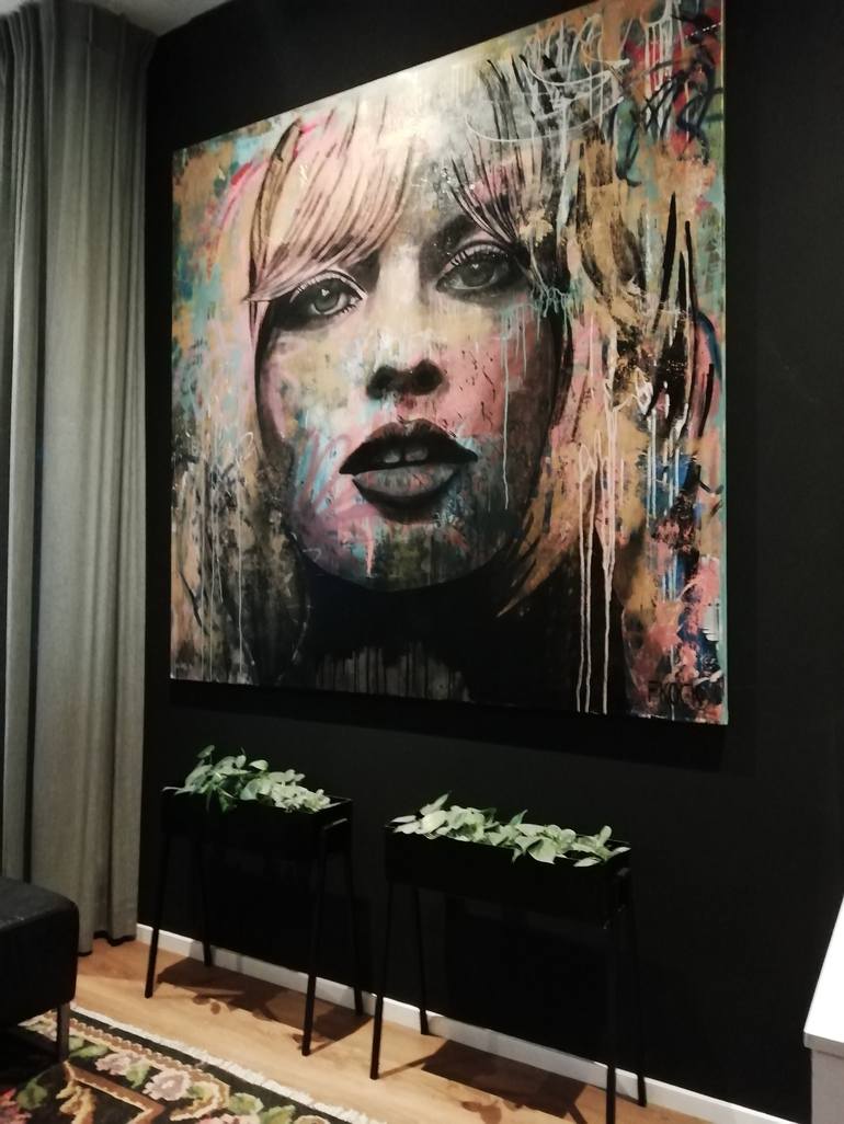 Original Abstract Portrait Painting by femke kock