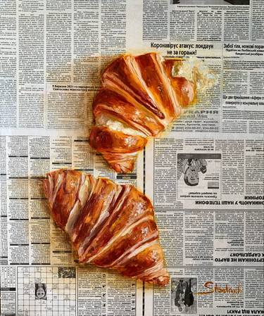 French Croissant on Newspaper image