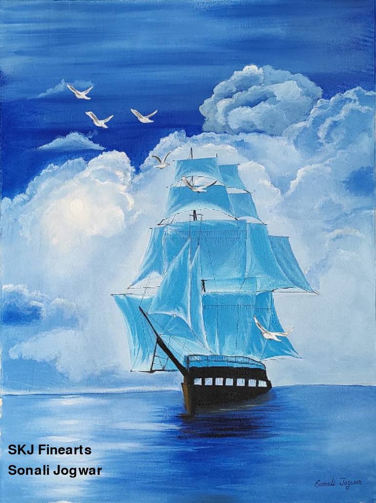 Ship in ocean Painting by SONALI JOGWAR Saatchi Art