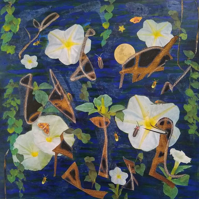 Nocturne: Moonflowers Painting by Rosalind Bloom | Saatchi Art