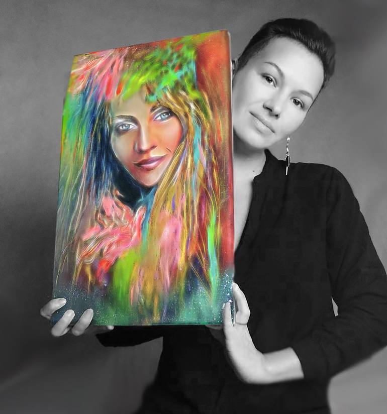 Original Expressionism Portrait Painting by VERONIKA KUNAVINA