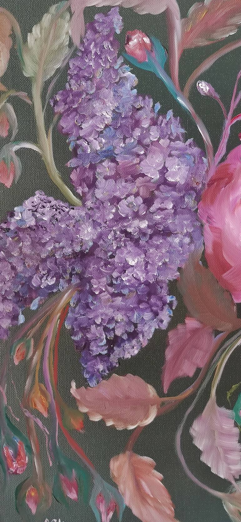 Original Art Deco Floral Painting by Olga Shin