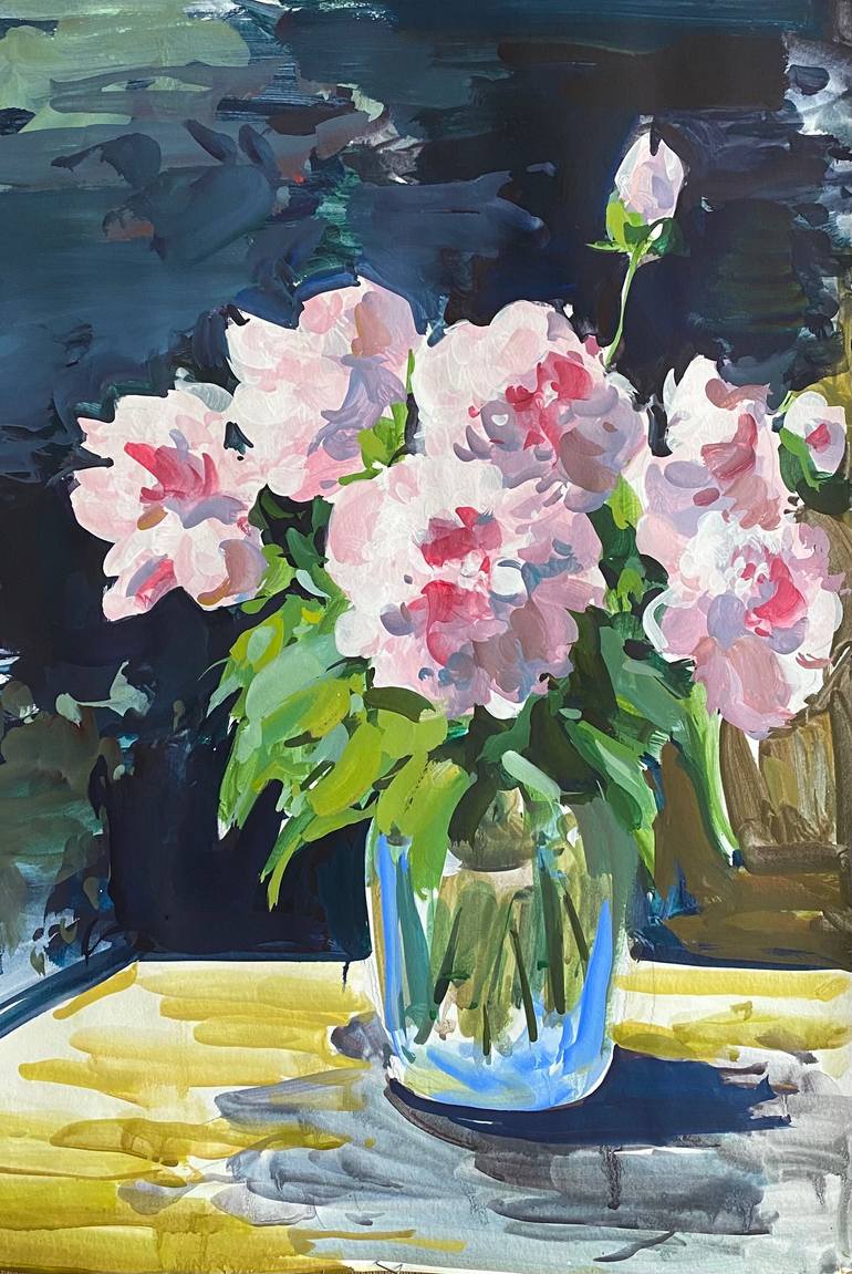 Still life with peonies Painting by Nina Orlova | Saatchi Art