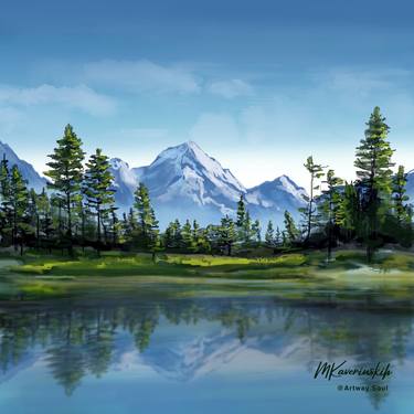 Mountain view digital painting Giclee thumb
