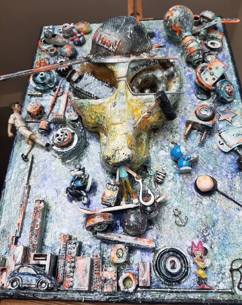 Original Abstract Expressionism Fantasy Sculpture by Romel Quoio