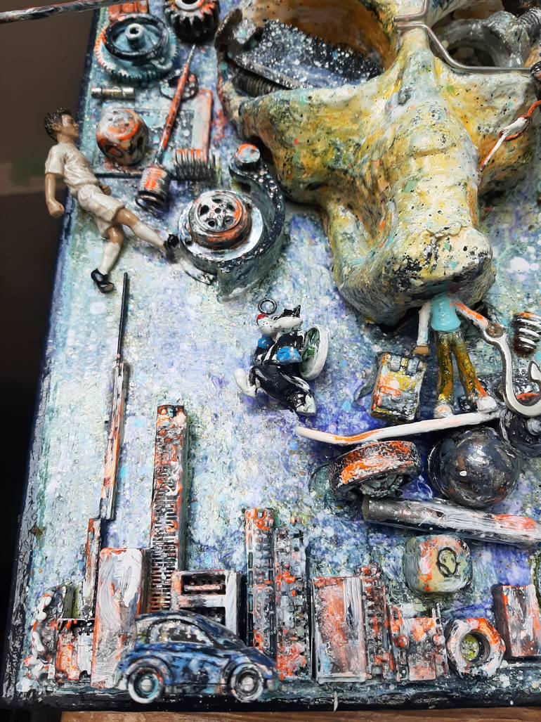 Original Abstract Expressionism Fantasy Sculpture by Romel Quoio