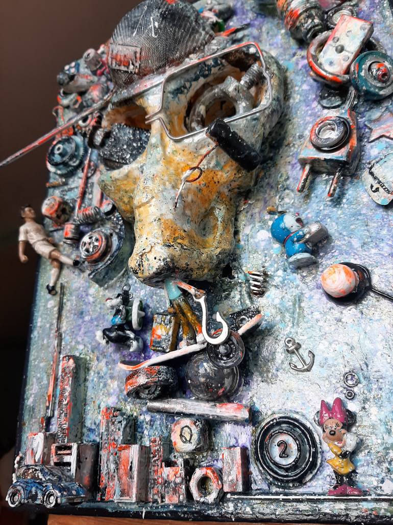 Original Abstract Expressionism Fantasy Sculpture by Romel Quoio